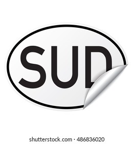 Black And White Oval Country Code Car Sticker From Sudan - SUD