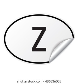 Black and white oval country code car sticker from Zambia - Z