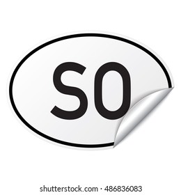 Black and white oval country code car sticker from Somalia - SO