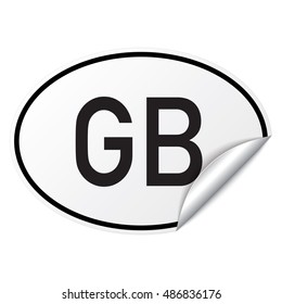 Black And White Oval Country Code Car Sticker From United Kingdom - GB