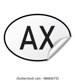 Black and white oval country code car sticker from Aaland Islands - AX