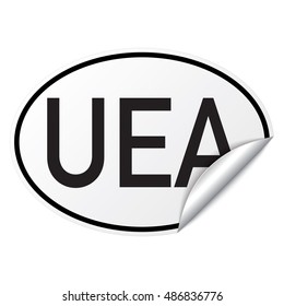 Black and white oval country code car sticker from United Arab Emirates - UEA