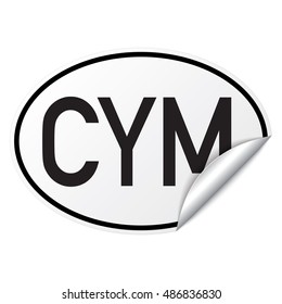 Black and white oval country code car sticker from Wales - CYM