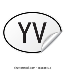 Black and white oval country code car sticker from Venezuela - YV