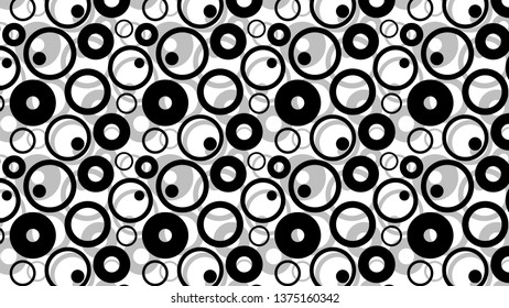 Black and White Overlapping Circles Background Pattern