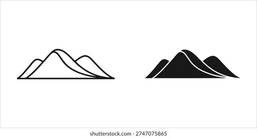 Black and white overlapping mountain peaks silhouette