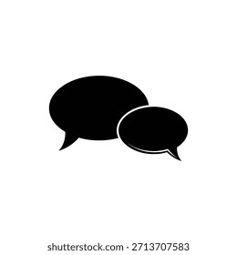 Icono de burbujas de discurso superpuestas en blanco y negro para comunicación y chat