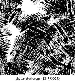 Black and White Overlay Dry Brush Seamless Pattern. Dirt Ink Overlay Texture. Abstract Watercolor Paint Pattern. Sporty Clothes Background.