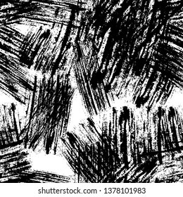 Black and White Overlay Dry Brush Seamless Pattern. Overlay Rust Metal Texture. Abstract Watercolor Paint Pattern. Sporty Clothes Background.