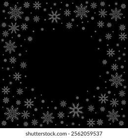 Black and White Overlay Snowfall Vector Decoration