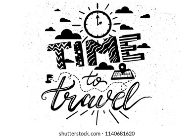 Black White Overlay Time to travel. Vector