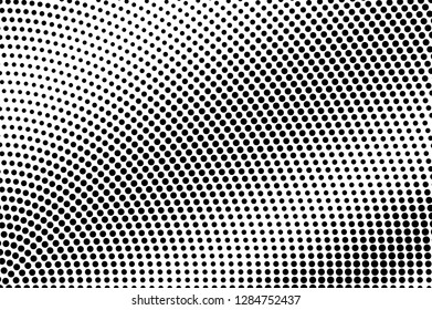 Black and white oversized halftone vector texture. Digital pop art background. Diagonal dotwork gradient for vintage effect. Monochrome halftone overlay. Perforated surface. Ink dot texture card