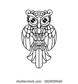 Black and white owl decoration, cut file owl illustration