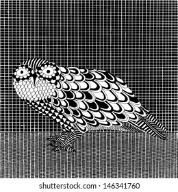 Black and white Owl illustration 