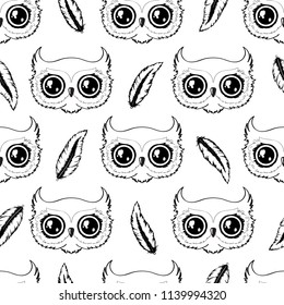 Black and white owl pattern