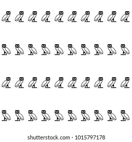 Black and white owl repeating pattern. Drawn vector background with popgun doodle for wallpapers, wrapping paper, book, textile or fabric print. Drawn animal artwork with night bird silhouette.