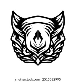 black and white owl sketching and detiling illustration