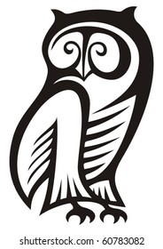 Black White Owl Symbol Wisdom Wealth Stock Vector (Royalty Free ...