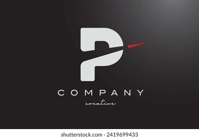 ilustración vectorial del diseño del icono del logotipo de la letra P en blanco negro. Plantilla de flecha roja creativa para empresa o negocio