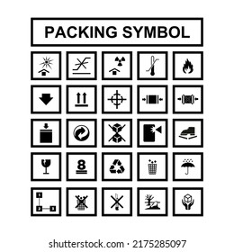 black and white packing symbol vector 25 set icons