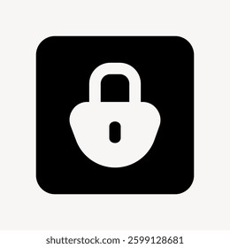 Black and white padlock icon. Simple padlock design. Security symbol with padlock. icon for security and privacy. Minimalist  graphic. User interface icon vector.
