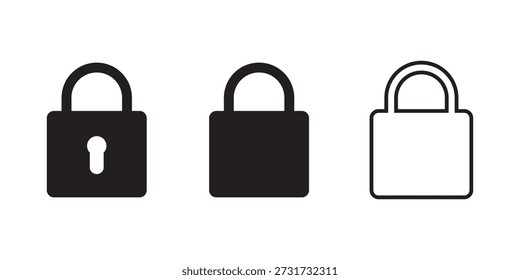 Black and white padlock icons set