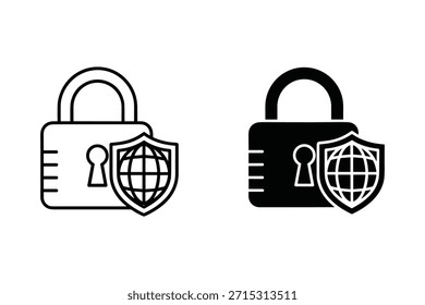 Candados en blanco y negro con escudo y globo de seguridad