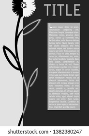black and white page layout of brochure, magazine with title and template text.