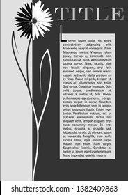 black and white page layout of brochure, magazine with title and template text.