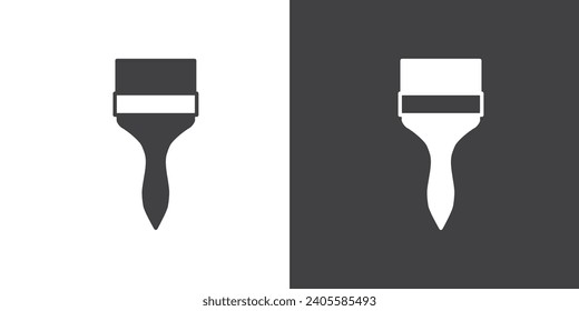 Black and white paint brush icon. Paint tools icon vector illustration.