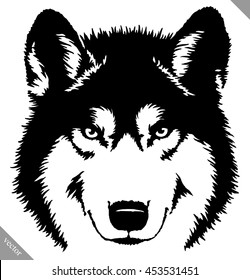 black and white paint draw wolf illustration