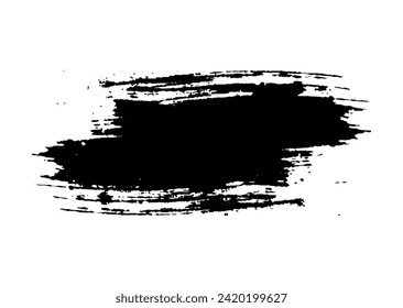 pinturas negras y blancas salpican el conjunto de pinceladas de pincel, un pincel negro y blanco sobre un fondo blanco, garrapatas sucias vintage Raspado de pincel, salpicaduras de pintura en blanco y negro,