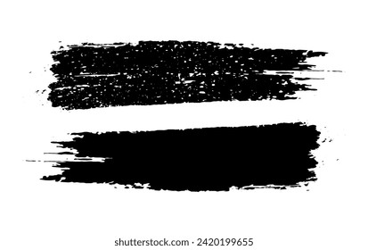 pinturas negras y blancas salpican el conjunto de pinceladas de pincel, un pincel negro y blanco sobre un fondo blanco, garrapatas sucias vintage Raspado de pincel, salpicaduras de pintura en blanco y negro,
