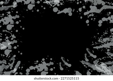 Schwarz-Weiß-farbige Schmutzspritzer auf schwarzem Hintergrund, Design