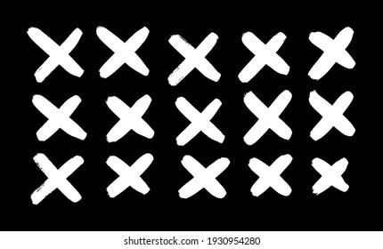 Pintura en blanco y negro Vector líneas cruzadas. Conjunto de objetos dibujados a mano para el diseño. Rayas de dibujo abstractas. Ilustración artística elementos grumos trazos