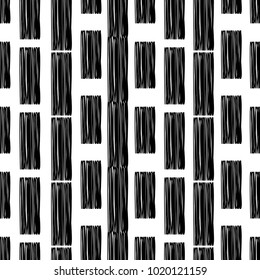 Black and white painted stripes. Seamless geometric pattern. Bright colors and simple shapes. Trendy seamless pattern designs.
