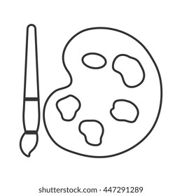 black and white painting materials front view over isolated background, vector illustration 