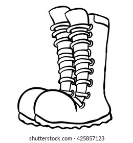 Black White Pair Boots Cartoon Stock Vector (Royalty Free) 425857123 ...