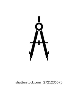 Ícone de par de bússolas preto e branco representando arquitetura e design de precisão