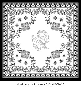 black and white paisley bandanna pattern