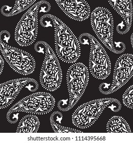 Black White Paisley Pattern Stock Vector (Royalty Free) 1114395668 ...