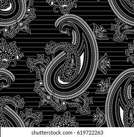 black and white paisley pattern