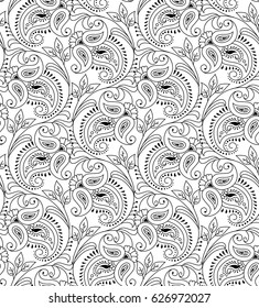 Black White Paisley Pattern Stock Vector (Royalty Free) 626972027 ...