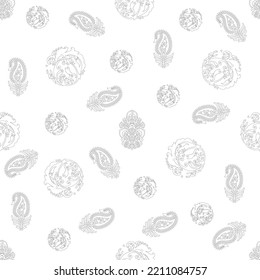 black and white Paisley pattern on white background
