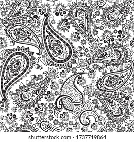 black and white paisley seamless footage pattern