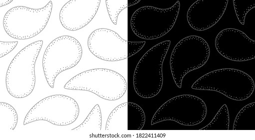 Black white paisley seamless pattern. Simple dots vector illustration for linens, wrapping paper, fabric