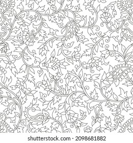 black and white paisley seamless pattern on white background