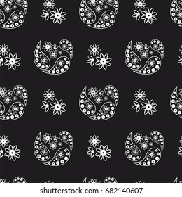  Black and white Paisley seamless pattern vector illustration