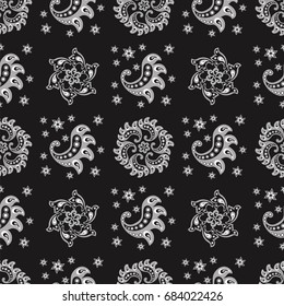 Black and white Paisley seamless pattern vector illustration