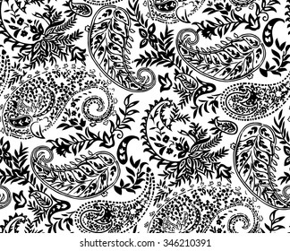 Black And White Paisley Wallpaper